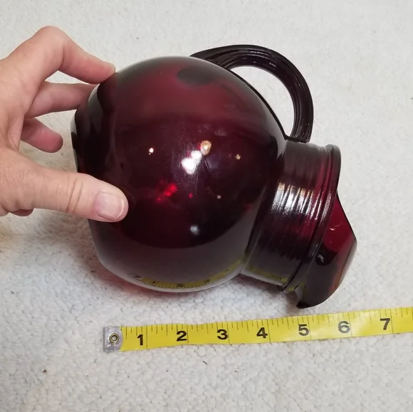 Vintage Anchor Hocking - Ruby Red Glass - Tilted Pitcher - Picture 3 of 9